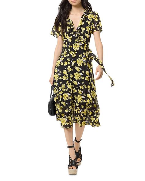 michael kors floral wrap dress|michael kors half sleeve dress.